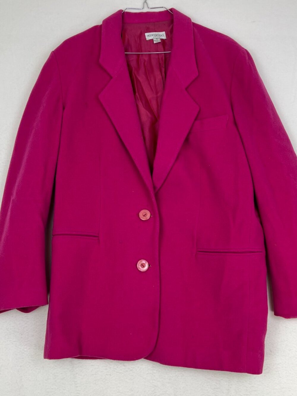 Henri Bendel Magenta Wool Blazer Size 12 80s Vintage Made in Italy
